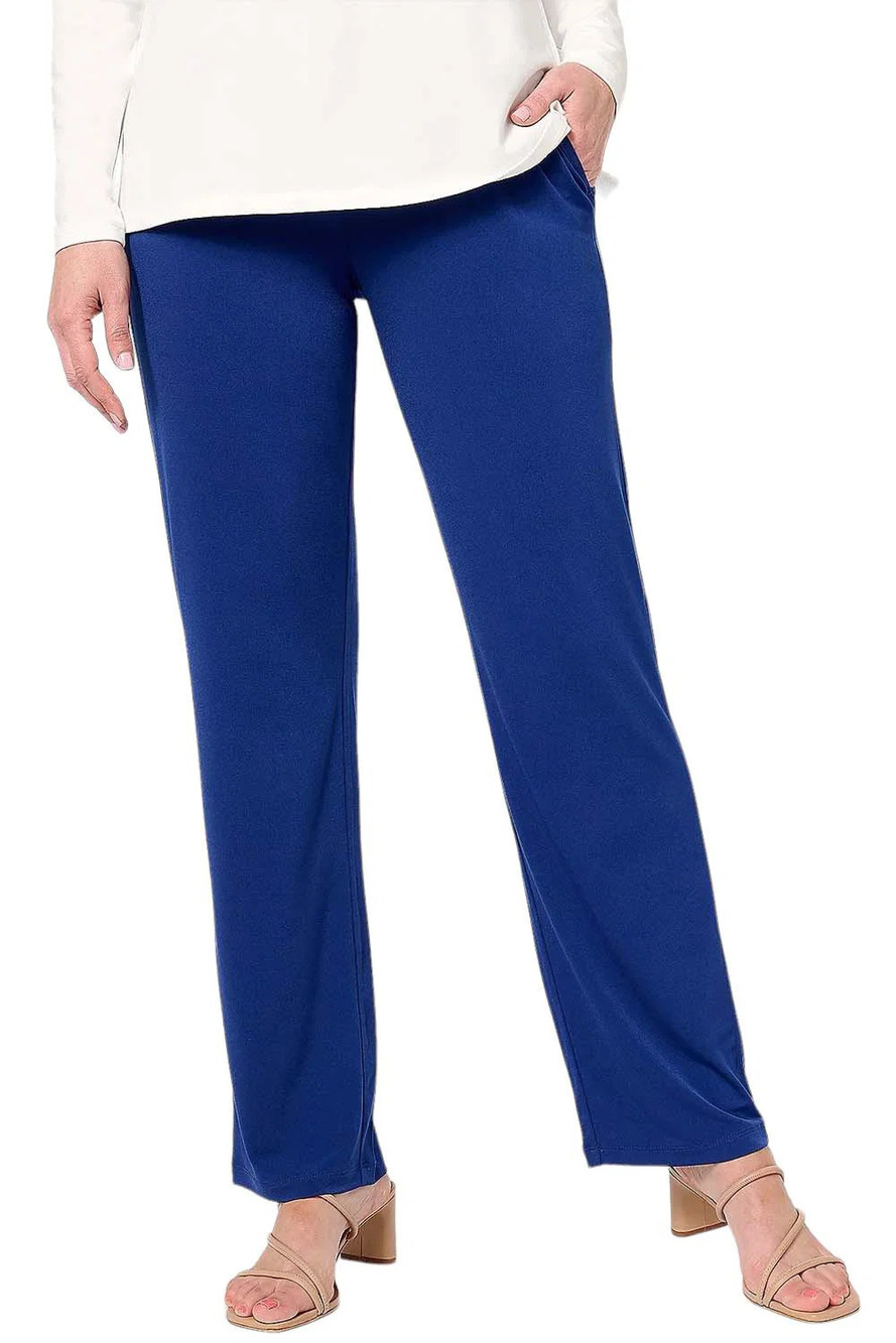 Susan Graver Women's Liquid Knit Sofia Pants Dark Royal Blue - Regular